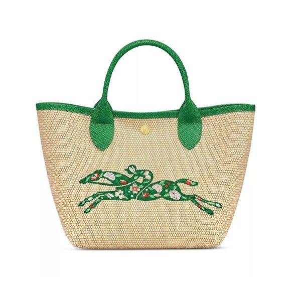 Longchamp Bags New Longchamp Le Panier Pliage Embroidered Green
